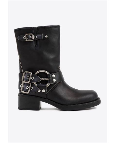 Miu Miu Harness Biker Ankle Boot (Women) 